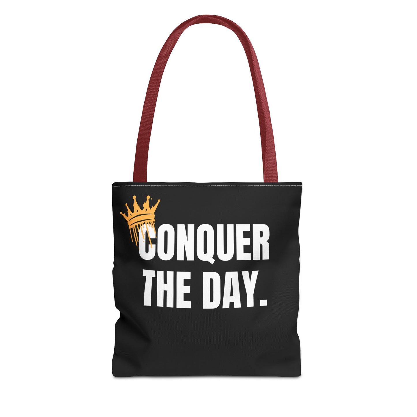 Empowering Black Tote Bag - "Conquer The Day" Motivational Design