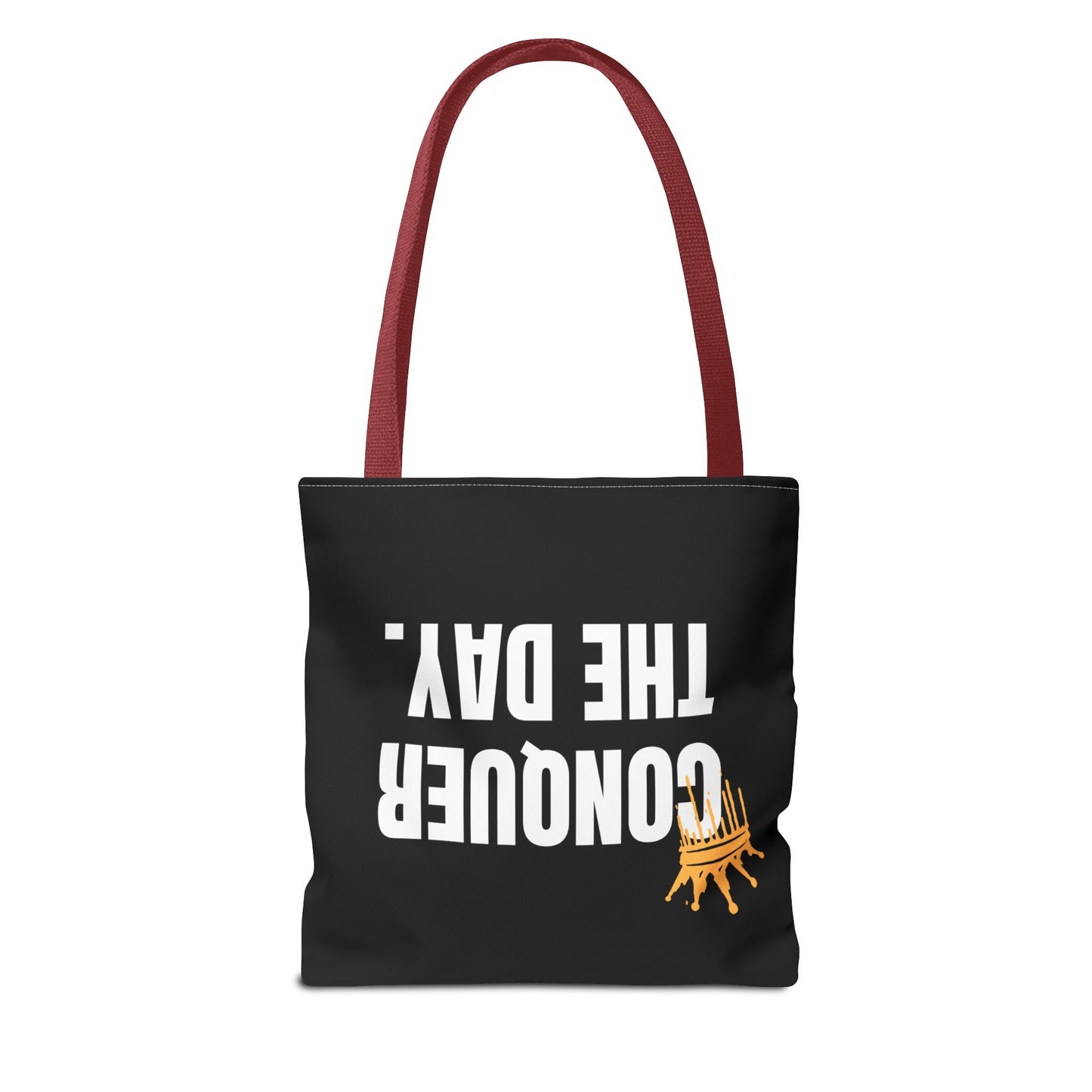 Empowering Black Tote Bag - "Conquer The Day" Motivational Design